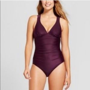 NWT Merona Woman Shirred Strappy Back Swimsuit S